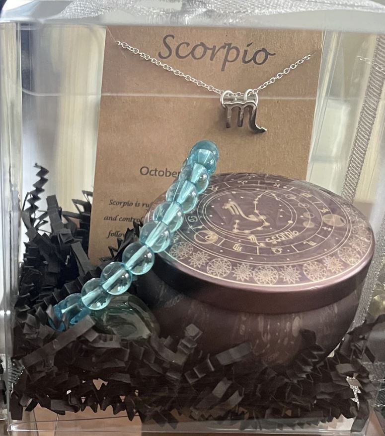 Zodiac Candle Set with Necklace, bracelet and crystal